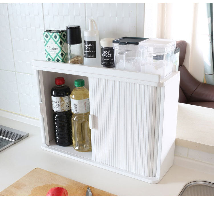 ジャバラ扉式調味料ケース ホワイト 卓上 調味料ケース 調味料ラック スパイスラック カウンター上収納 カウンター収納(代引不可)