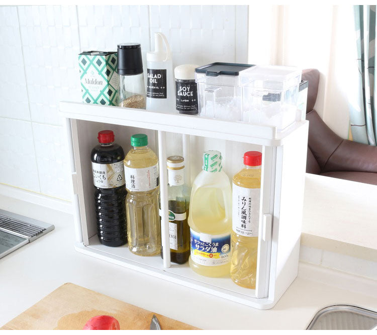 ジャバラ扉式調味料ケース ホワイト 卓上 調味料ケース 調味料ラック スパイスラック カウンター上収納 カウンター収納(代引不可)