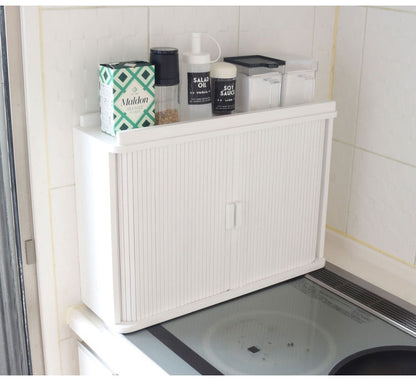 ジャバラ扉式調味料ケース ホワイト 卓上 調味料ケース 調味料ラック スパイスラック カウンター上収納 カウンター収納(代引不可)