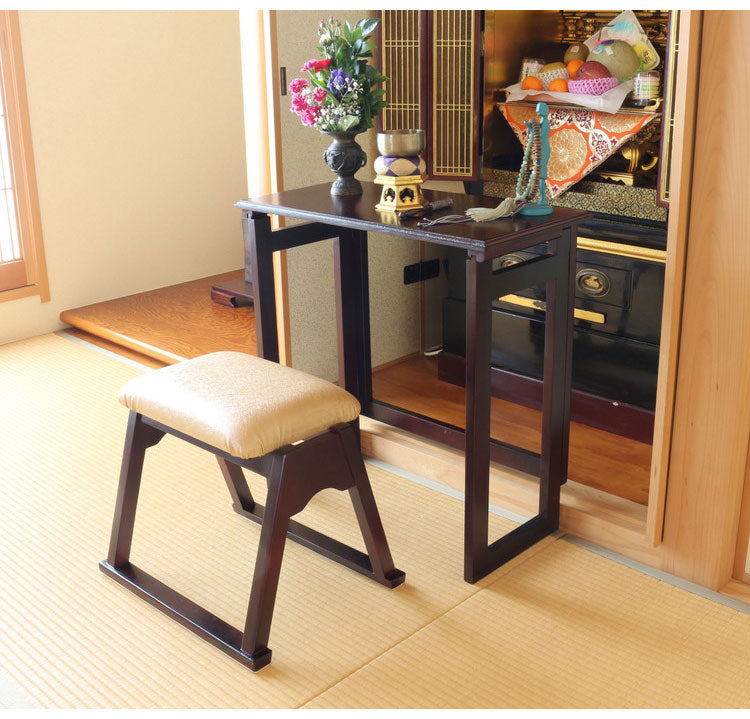 スタッキングできる仏壇前椅子 完成品 天然木 供物台用 経机用 仏壇前 椅子 イス チェア 1脚 単品 スタッキングチェア コンパクト 法事 お彼岸 和室 和風 仏前(代引不可)