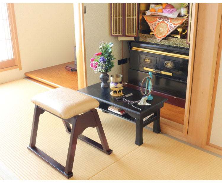 スタッキングできる仏壇前椅子 完成品 天然木 供物台用 経机用 仏壇前 椅子 イス チェア 1脚 単品 スタッキングチェア コンパクト 法事 お彼岸 和室 和風 仏前(代引不可)