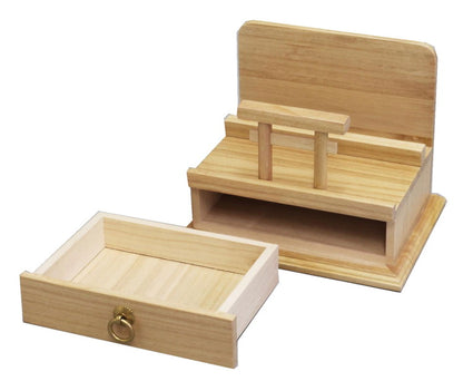 鳥居付きお札立て 天然木 桐材 3枚分 お札立て 木製 御朱印帳も収納可能 宝くじ置き場 完成品 おふだ お札 納める 置き型 直置きタイプ スタンド 御札立て 幅27cm 奥行20cm 高さ21.6cm 引き出し付き(代引不可)