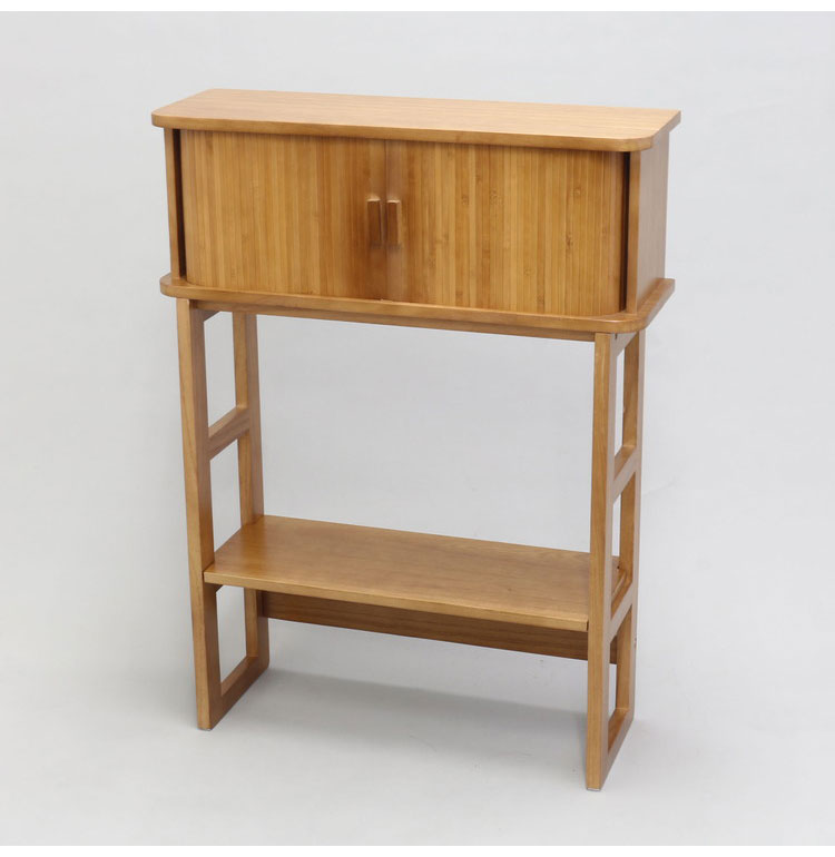 天然木ジャバラ扉のコンソールテーブル ブラウン 天然木 コンソールテーブル 玄関 廊下 省スペース(代引不可)