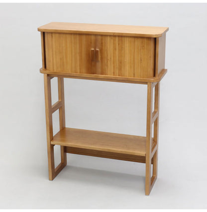 天然木ジャバラ扉のコンソールテーブル ブラウン 天然木 コンソールテーブル 玄関 廊下 省スペース(代引不可)