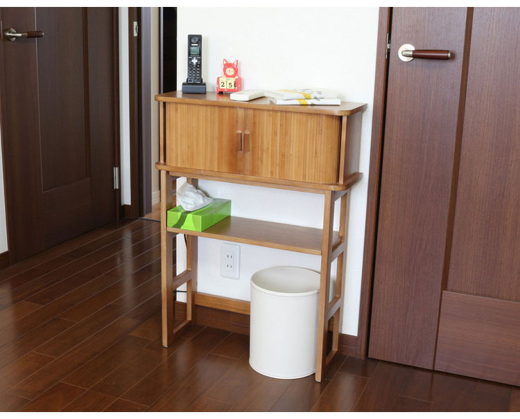 天然木ジャバラ扉のコンソールテーブル ブラウン 天然木 コンソールテーブル 玄関 廊下 省スペース(代引不可)