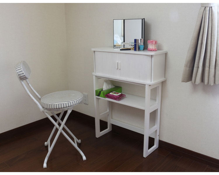 天然木ジャバラ扉のコンソールテーブル ホワイト 天然木 コンソールテーブル 玄関 廊下 省スペース(代引不可)