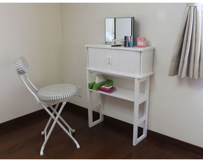 天然木ジャバラ扉のコンソールテーブル ホワイト 天然木 コンソールテーブル 玄関 廊下 省スペース(代引不可)