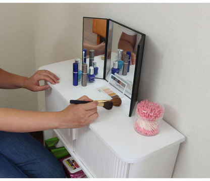 天然木ジャバラ扉のコンソールテーブル ホワイト 天然木 コンソールテーブル 玄関 廊下 省スペース(代引不可)