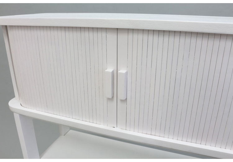 天然木ジャバラ扉のコンソールテーブル ホワイト 天然木 コンソールテーブル 玄関 廊下 省スペース(代引不可)