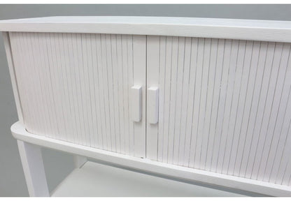 天然木ジャバラ扉のコンソールテーブル ホワイト 天然木 コンソールテーブル 玄関 廊下 省スペース(代引不可)