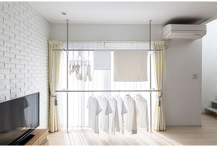 セキスイ つっぱり式部屋干しポール DTHW-1 積水樹脂 物干し ものほし 干し台(代引不可)