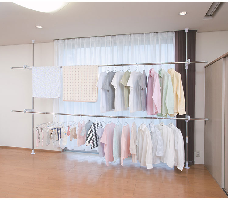 セキスイ つっぱり式部屋干しポール DTHW-1 積水樹脂 物干し ものほし 干し台(代引不可)