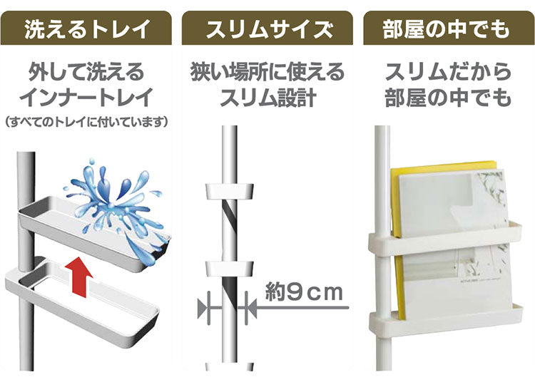 セキスイ つっぱり式 スリムラック TSR2-W 積水樹脂 突っ張り 収納 省スペース コンパクト(代引不可)