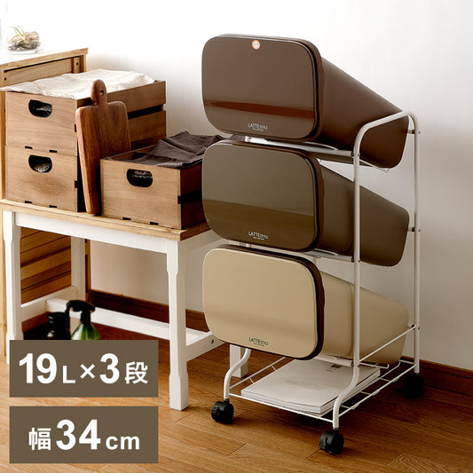 ゴミ箱 ごみ箱 縦型 19L×3分別 スリム 幅34cm 20L袋用 ダストボックス キャスター プッシュ式 フラップ フタ付き ふた付き ペール 隙間 すき間 缶 ビン ペットボトル(代引不可)
