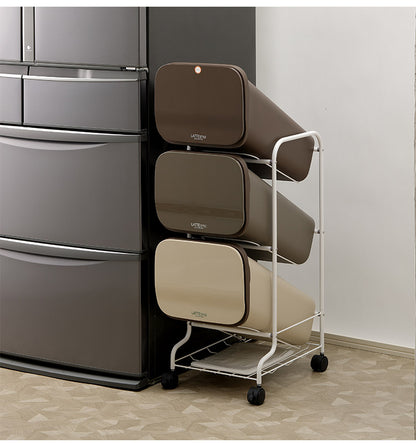 ゴミ箱 ごみ箱 縦型 19L×3分別 スリム 幅34cm 20L袋用 ダストボックス キャスター プッシュ式 フラップ フタ付き ふた付き ペール 隙間 すき間 缶 ビン ペットボトル(代引不可)