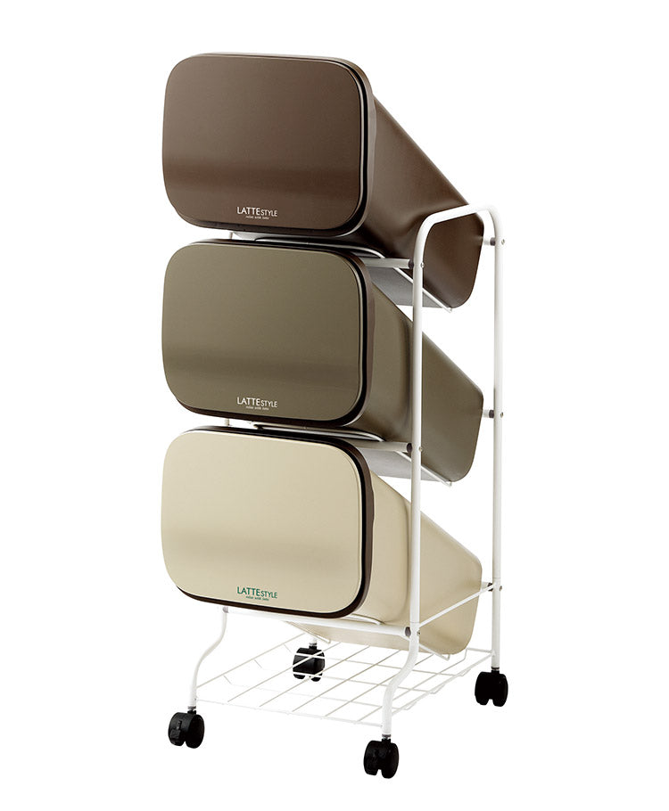 ゴミ箱 ごみ箱 縦型 19L×3分別 スリム 幅34cm 20L袋用 ダストボックス キャスター プッシュ式 フラップ フタ付き ふた付き ペール 隙間 すき間 缶 ビン ペットボトル(代引不可)