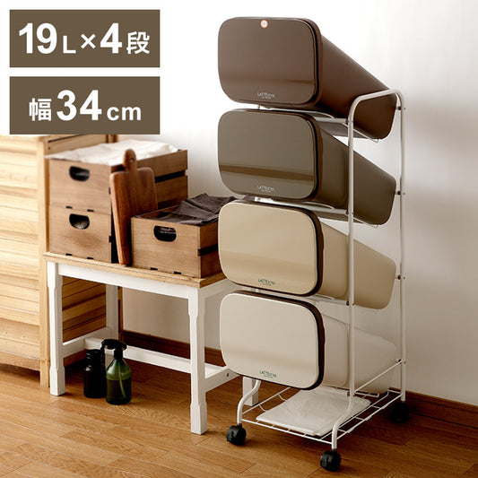 ゴミ箱 ごみ箱 縦型 19L×4分別 スリム 幅34cm 20L袋用 ダストボックス キャスター プッシュ式 フラップ フタ付き ふた付き ペール 隙間 すき間 缶 ビン ペットボトル(代引不可)