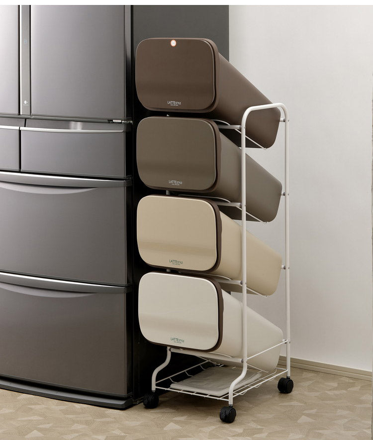 ゴミ箱 ごみ箱 縦型 19L×4分別 スリム 幅34cm 20L袋用 ダストボックス キャスター プッシュ式 フラップ フタ付き ふた付き ペール 隙間 すき間 缶 ビン ペットボトル(代引不可)