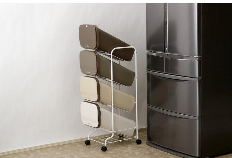 ゴミ箱 ごみ箱 縦型 19L×4分別 スリム 幅34cm 20L袋用 ダストボックス キャスター プッシュ式 フラップ フタ付き ふた付き ペール 隙間 すき間 缶 ビン ペットボトル(代引不可)