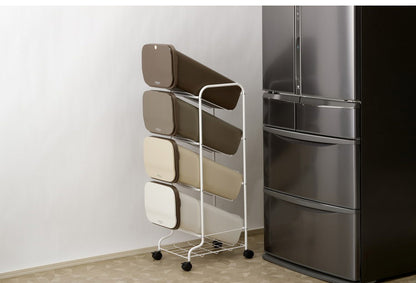 ゴミ箱 ごみ箱 縦型 19L×4分別 スリム 幅34cm 20L袋用 ダストボックス キャスター プッシュ式 フラップ フタ付き ふた付き ペール 隙間 すき間 缶 ビン ペットボトル(代引不可)