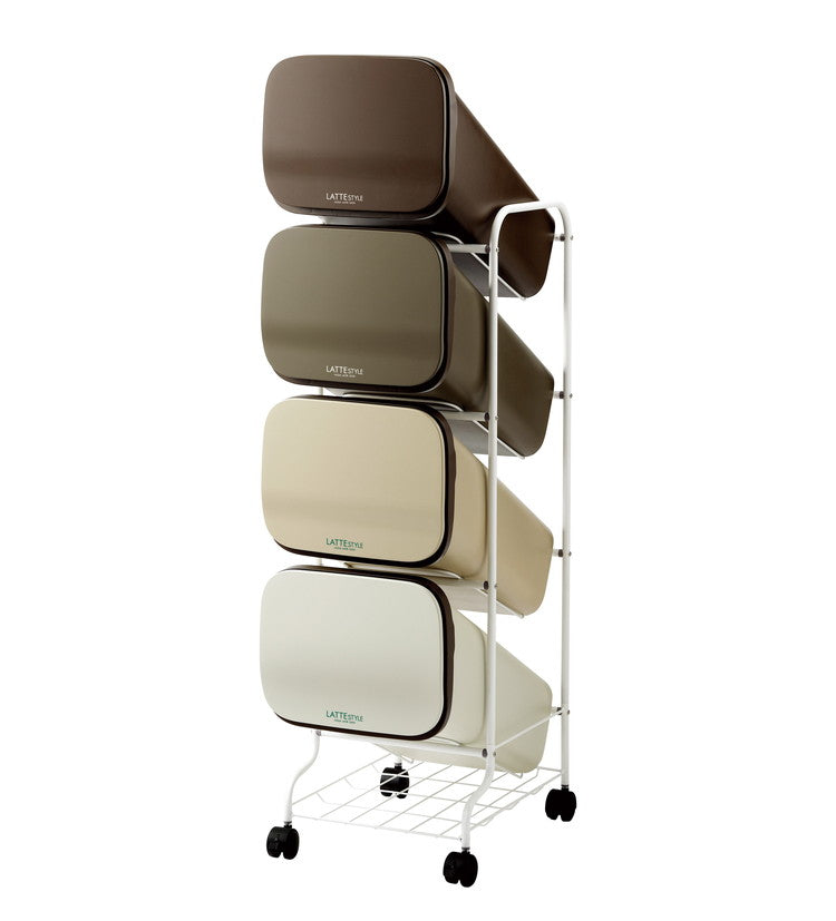 ゴミ箱 ごみ箱 縦型 19L×4分別 スリム 幅34cm 20L袋用 ダストボックス キャスター プッシュ式 フラップ フタ付き ふた付き ペール 隙間 すき間 缶 ビン ペットボトル(代引不可)