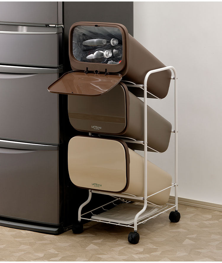 ダストボックス ゴミ箱 縦型 19L×3段 ごみ箱 フタ付き 20L袋 袋止め付き 網棚付き スタンドダストボックス 大容量 スリム 隙間 省スペース キッチン 台所 オフィス 分別 缶 ビン ペットボトル 整頓(代引不可)