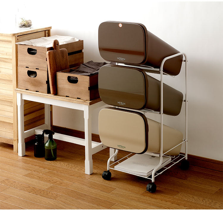 ダストボックス ゴミ箱 縦型 19L×3段 ごみ箱 フタ付き 20L袋 袋止め付き 網棚付き スタンドダストボックス 大容量 スリム 隙間 省スペース キッチン 台所 オフィス 分別 缶 ビン ペットボトル 整頓(代引不可)