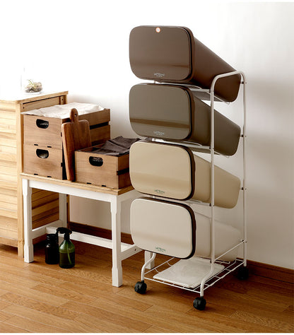 ダストボックス ゴミ箱 縦型 19L×4段 ごみ箱 フタ付き 20L袋 袋止め付き 網棚付き スタンドダストボックス 大容量 スリム 隙間 省スペース キッチン 台所 オフィス 分別 缶 ビン ペットボトル 整頓(代引不可)