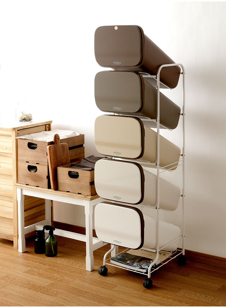 ダストボックス ゴミ箱 縦型 19L×5段 ごみ箱 フタ付き 20L袋 袋止め付き 網棚付き スタンドダストボックス 大容量 スリム 隙間 省スペース キッチン 台所 オフィス 分別 缶 ビン ペットボトル 整頓(代引不可)