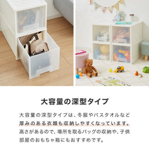 日本製 収納ケース 深型4個セット 奥行60cm 幅36cm 高さ32.5cm クローゼット収納 引き出し収納 衣類ケース 衣装ケース 押入れ収納 押し入れ収納 スタッキング 隙間収納(代引不可)