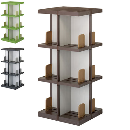 日本製 回転式ラック デビック 3段 本棚 コミック A5サイズ 同人誌 DVD ビデオ CD ゲームソフト 大容量 ディスプレイラック シェルフ(代引不可)