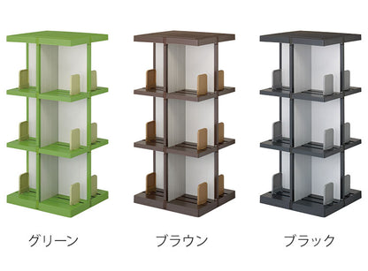 日本製 回転式ラック デビック 3段 本棚 コミック A5サイズ 同人誌 DVD ビデオ CD ゲームソフト 大容量 ディスプレイラック シェルフ(代引不可)