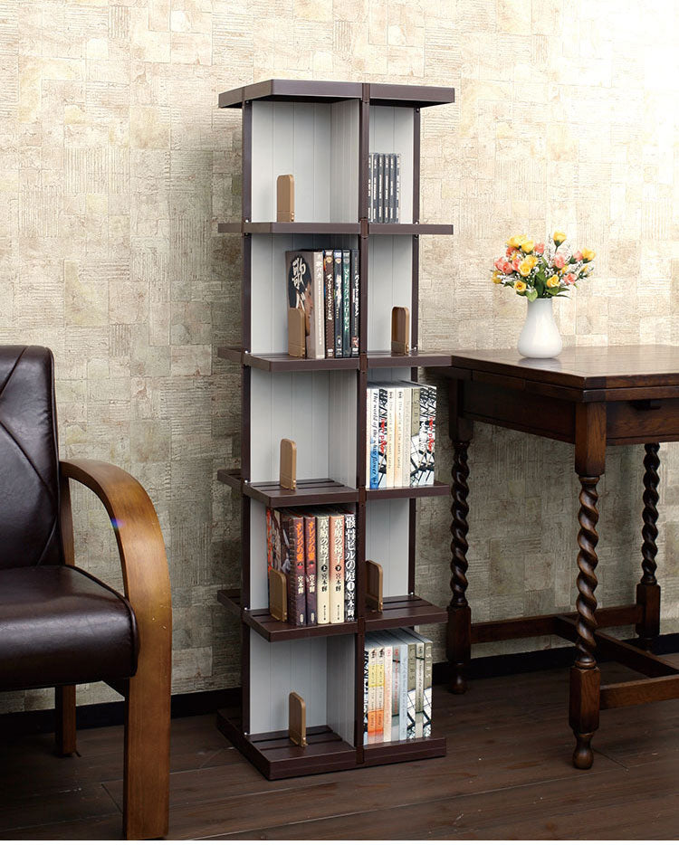 日本製 回転式ラック デビック 5段 本棚 コミック A5サイズ 同人誌 DVD ビデオ CD ゲームソフト 大容量 ディスプレイラック シェルフ(代引不可)