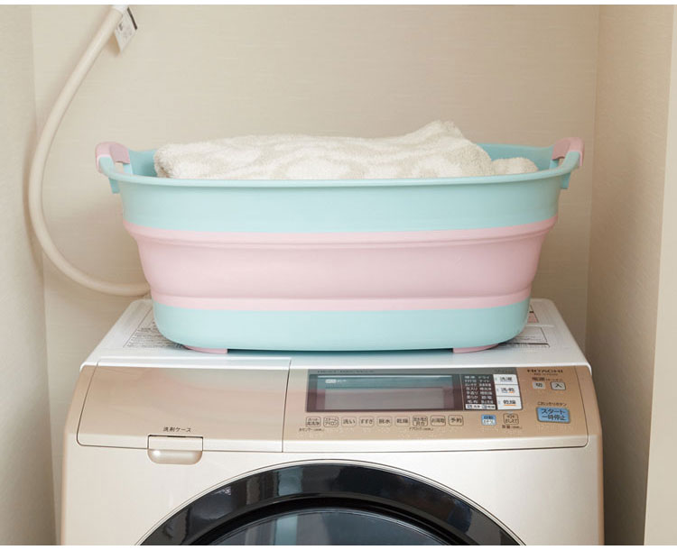 日本製 折りたたみ ソフトタブ ワイド 23L 折り畳み つけ置き タブ バスケット 水抜き栓付き 洗濯かご ランドリーバスケット つけ置き洗い(代引不可)