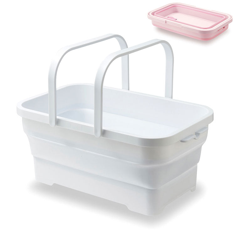 日本製 折りたたみ ソフトバスケット 持ち手付き 15L 折り畳み つけ置き タブ バスケット 水抜き栓付き 洗濯かご ランドリーバスケット つけ置き洗い(代引不可)