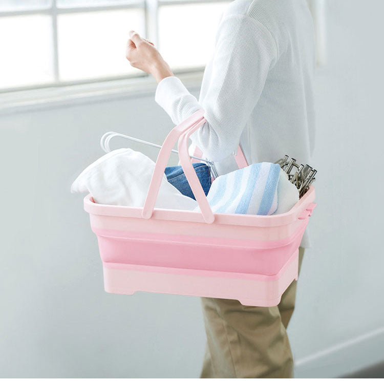 日本製 折りたたみ ソフトバスケット 持ち手付き 15L 折り畳み つけ置き タブ バスケット 水抜き栓付き 洗濯かご ランドリーバスケット つけ置き洗い(代引不可)