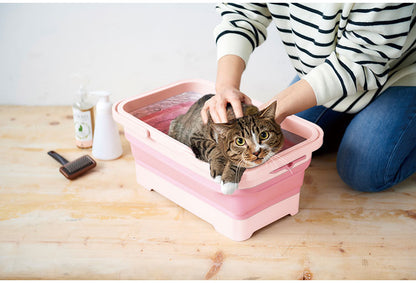 日本製 折りたたみ ソフトバスケット 持ち手付き 15L 折り畳み つけ置き タブ バスケット 水抜き栓付き 洗濯かご ランドリーバスケット つけ置き洗い(代引不可)