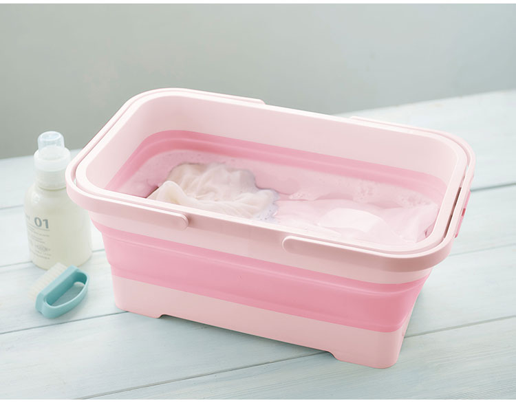 日本製 折りたたみ ソフトバスケット 持ち手付き 15L 折り畳み つけ置き タブ バスケット 水抜き栓付き 洗濯かご ランドリーバスケット つけ置き洗い(代引不可)