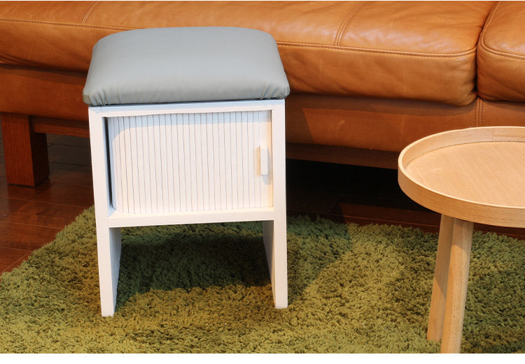 天然木 桐製 ジャバラ扉のスツールボックス 収納付き スツール オットマン 玄関 椅子 イス チェア 腰掛け スツールボックス(代引不可)