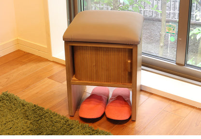 天然木 桐製 ジャバラ扉のスツールボックス 収納付き スツール オットマン 玄関 椅子 イス チェア 腰掛け スツールボックス(代引不可)