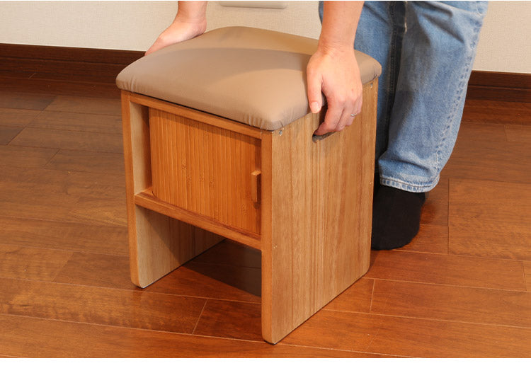 天然木 桐製 ジャバラ扉のスツールボックス 収納付き スツール オットマン 玄関 椅子 イス チェア 腰掛け スツールボックス(代引不可)