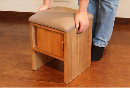 天然木 桐製 ジャバラ扉のスツールボックス 収納付き スツール オットマン 玄関 椅子 イス チェア 腰掛け スツールボックス(代引不可)