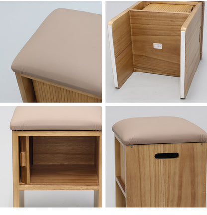 天然木 桐製 ジャバラ扉のスツールボックス 収納付き スツール オットマン 玄関 椅子 イス チェア 腰掛け スツールボックス(代引不可)