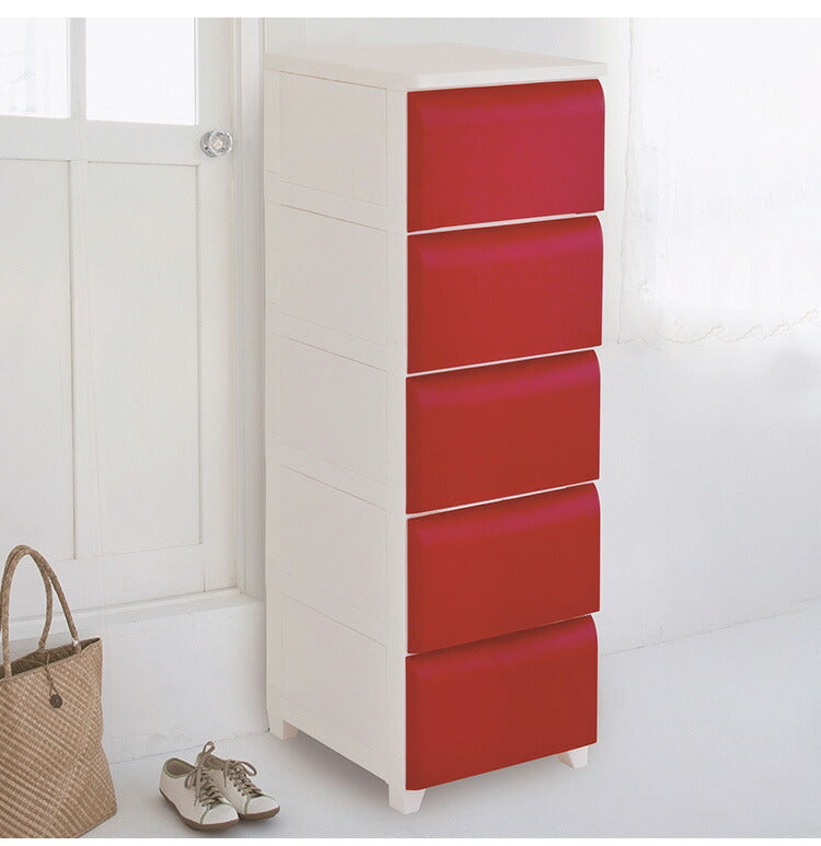 日本製 ホコリが入りにくい 壁付チェスト 5段 幅34cm 奥行42cm 高さ106.5cm リビングチェスト クローゼット収納 引き出し収納 衣類ケース 衣装ケース 押入れ収納(代引不可)