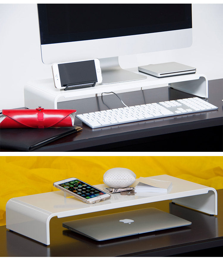 日本製 モニター台 幅54cm 奥行22cm スリム パソコン モニター置き台 コの字 ラック 頑丈 スチール製 ブラック ホワイト 黒 白 リモートワーク 在宅勤務 卓上ラック PCラック 棚 デスク 机(代引不可)