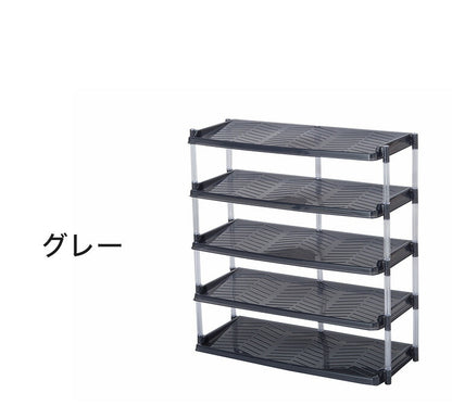 日本製 シューズラック 5段 幅72.5 オープンラック 棚 靴箱 玄関収納 プラスチック クリスタルシューズラック5段トリプル(代引不可)