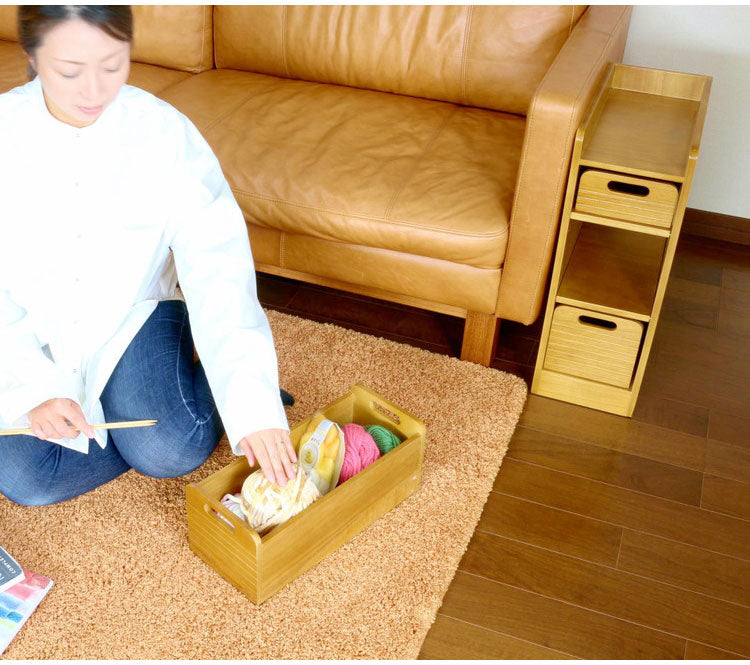 天然木桐材の軽量トレイワゴン 幅20×3段 完成品 隠しキャスター 収納ワゴン トレー 棚 収納 ラック チェスト ワゴン サイドテーブル リビング 寝室 玄関 棚板 可動式 高さ調節可能 トレイ 持ち運び(代引不可)