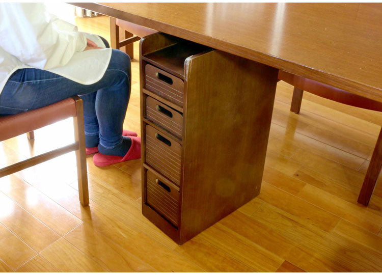 天然木桐材の軽量トレイワゴン 幅20×4段 完成品 隠しキャスター 収納ワゴン トレー 棚 収納 ラック チェスト ワゴン サイドテーブル リビング 寝室 玄関 棚板 可動式 高さ調節可能 トレイ 持ち運び(代引不可)