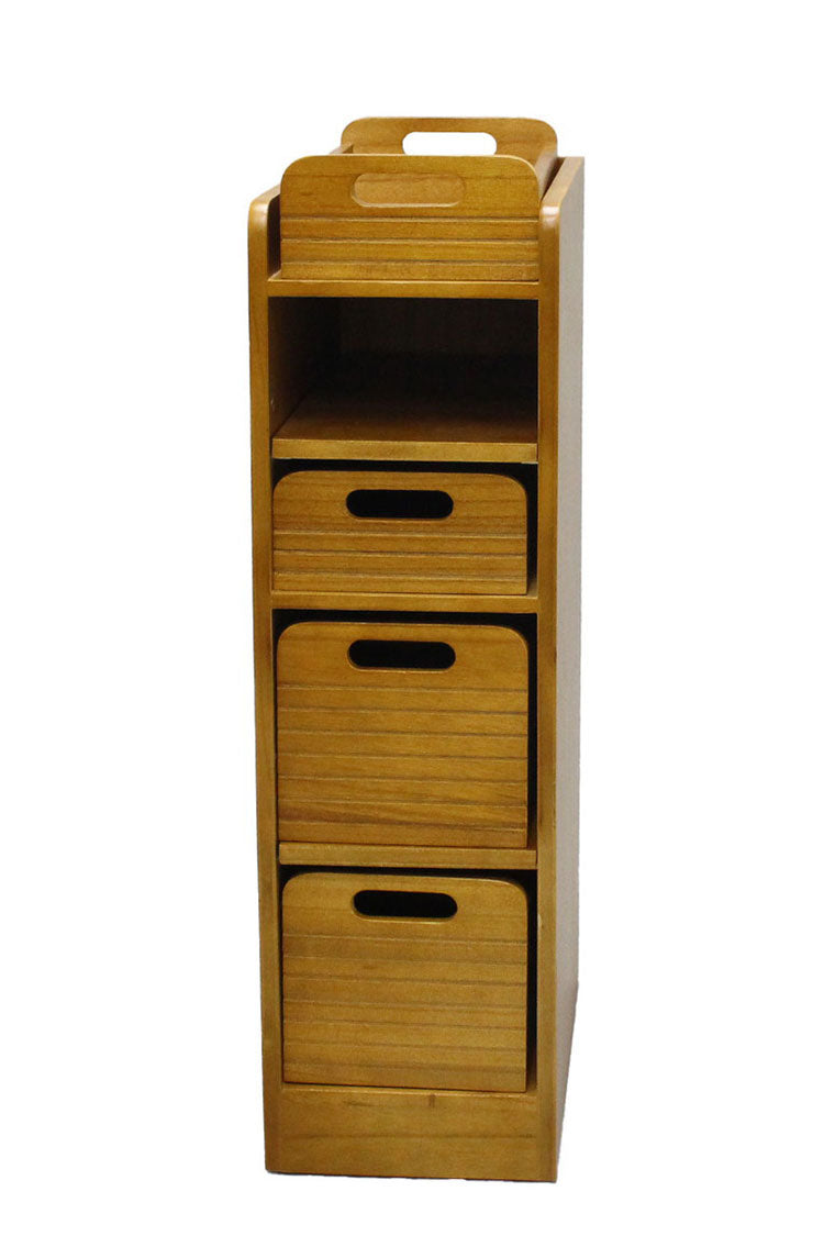 天然木桐材の軽量トレイワゴン 幅20×4段 完成品 隠しキャスター 収納ワゴン トレー 棚 収納 ラック チェスト ワゴン サイドテーブル リビング 寝室 玄関 棚板 可動式 高さ調節可能 トレイ 持ち運び(代引不可)