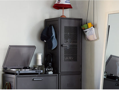 ロッカー風収納ケース メッシュ ペグボード付き 扉 キャビネット ラック 棚 収納ボックス プラスチック収納 フィッツ Fits おしゃれ シンプル(代引不可)